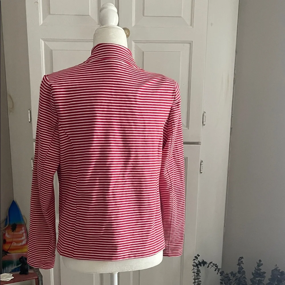 Striped Red and White Women's Jacket - Picture 2 of 5